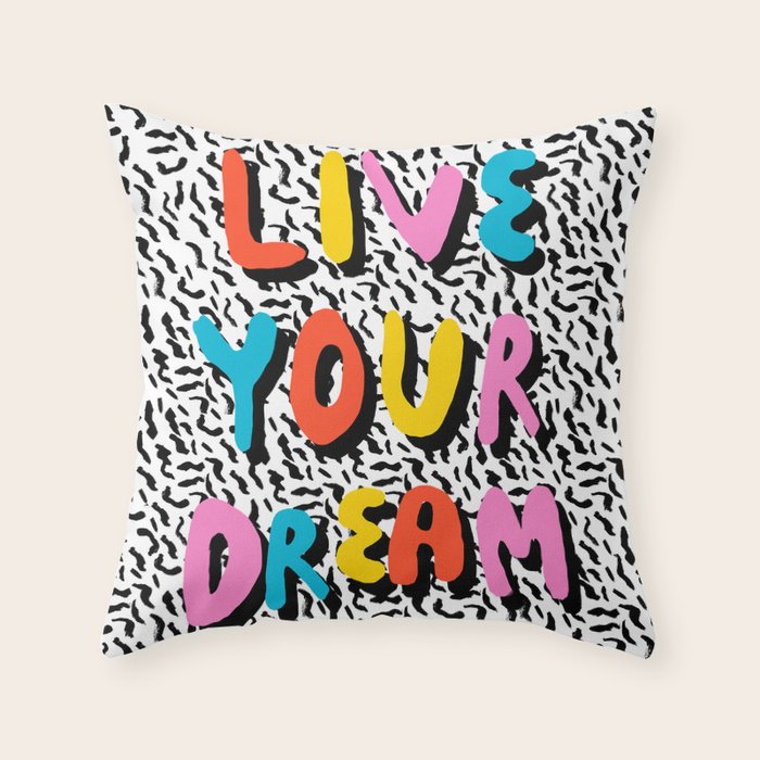 Ya Heard - 1980's throwback retro pattern memphis-style hipster bright colorful pop art minimal rad Throw Pillow Gallery Image 6