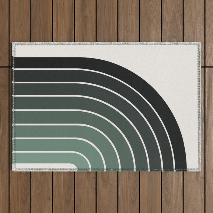 Gradient Arch IV Earthy Green Mid Century Modern Rainbow Outdoor Rug Gallery Image 1