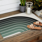 Gradient Arch IV Earthy Green Mid Century Modern Rainbow Outdoor Rug Gallery Image 2