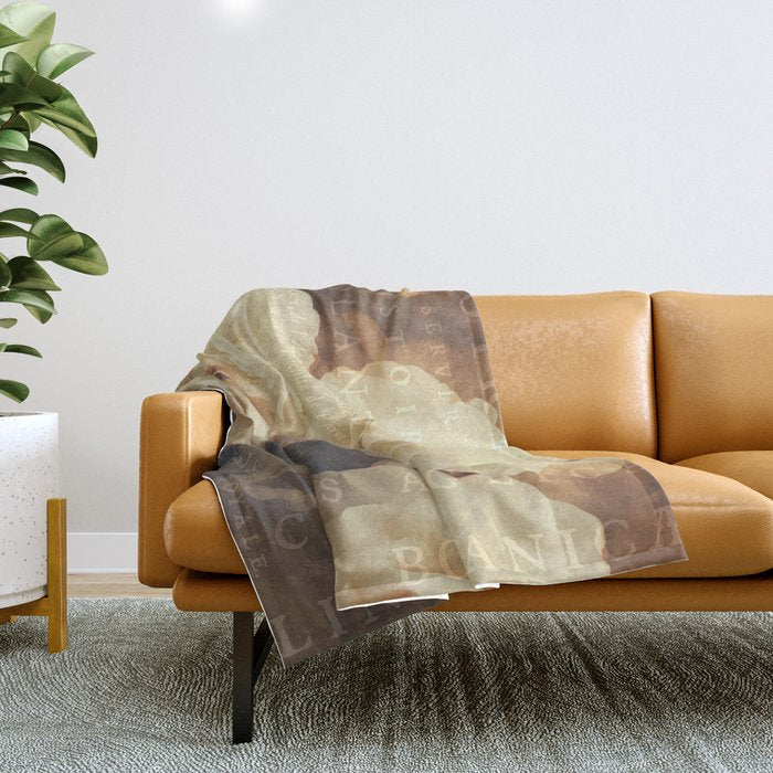 Floral Luxury In Twilight Sepia Peach Throw Blanket Gallery Image 1