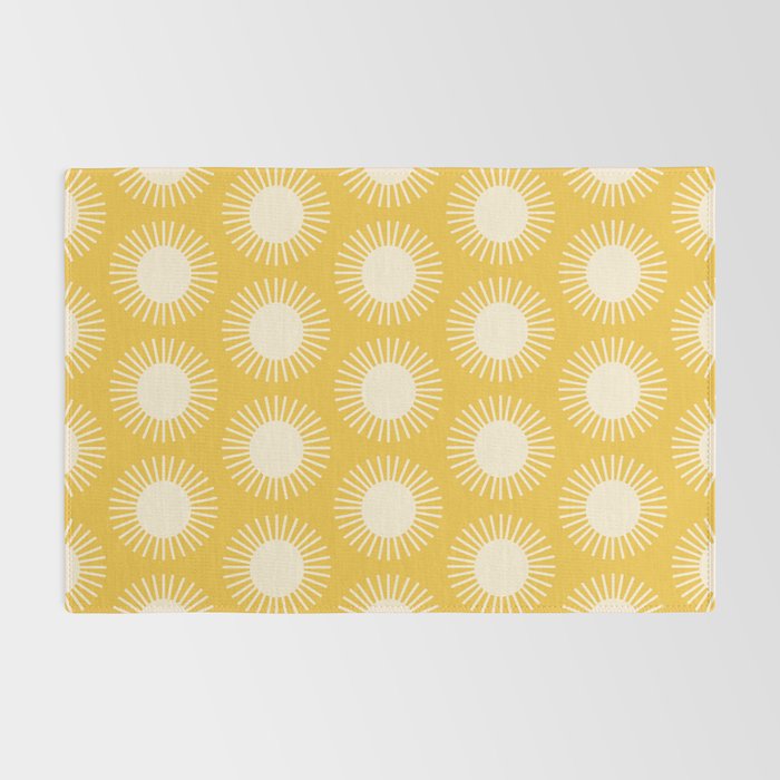 Boho Summer Sun Pattern IV Bright Yellow Rug Gallery Image 2