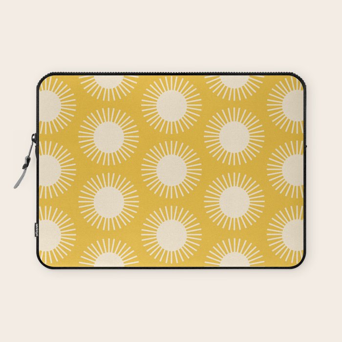 Boho Summer Sun Pattern IV Bright Yellow Laptop Sleeve Gallery Image 1