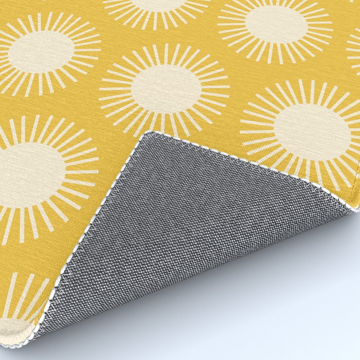 Boho Summer Sun Pattern IV Bright Yellow Rug Gallery Image 4