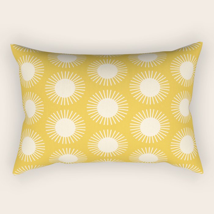 Boho Summer Sun Pattern IV Bright Yellow Rectangular Pillow Gallery Image 2