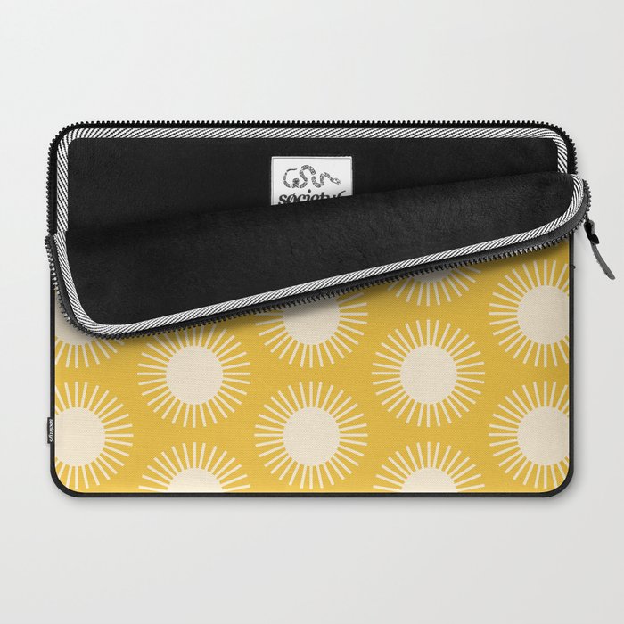 Boho Summer Sun Pattern IV Bright Yellow Laptop Sleeve Gallery Image 2