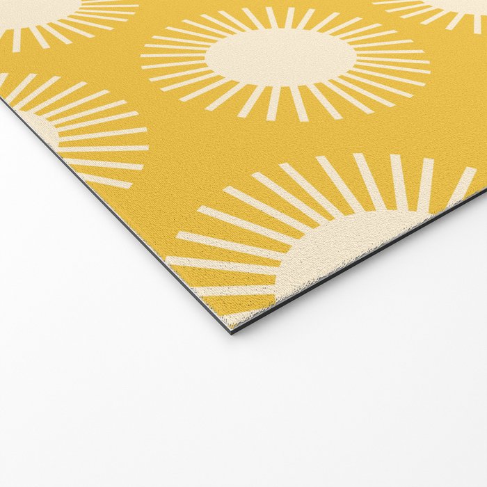 Boho Summer Sun Pattern IV Bright Yellow Welcome Mat Gallery Image 2