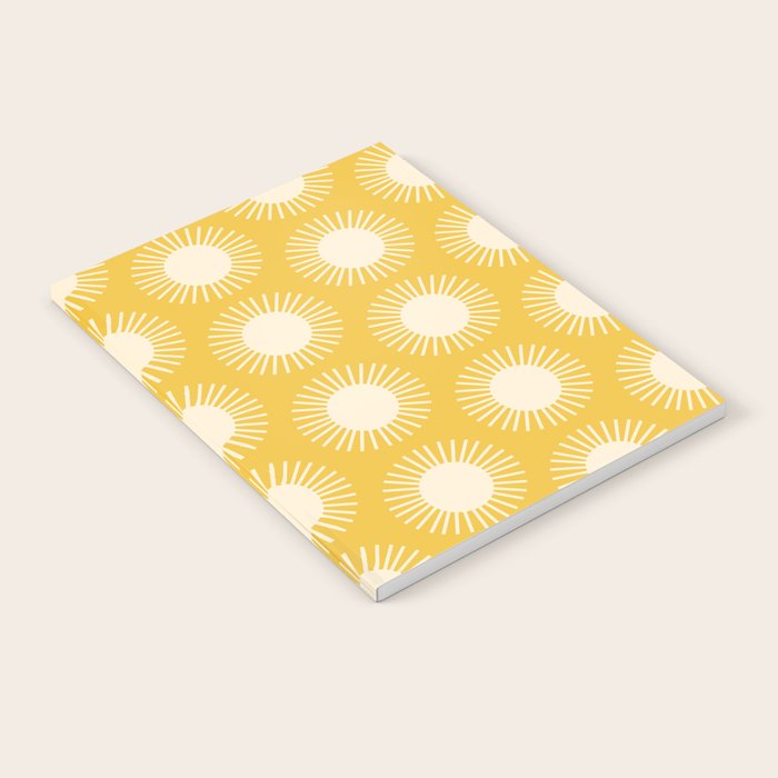 Boho Summer Sun Pattern IV Bright Yellow Notebook Gallery Image 2