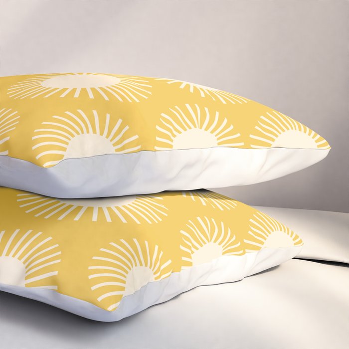 Boho Summer Sun Pattern IV Bright Yellow Pillow Sham Gallery Image 3
