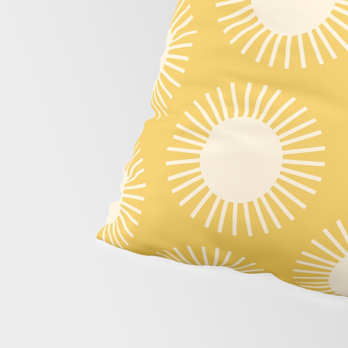 Boho Summer Sun Pattern IV Bright Yellow Pillow Sham Gallery Image 4