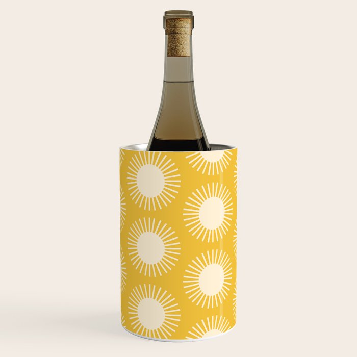 Boho Summer Sun Pattern IV Bright Yellow Wine Chiller Gallery Image 2