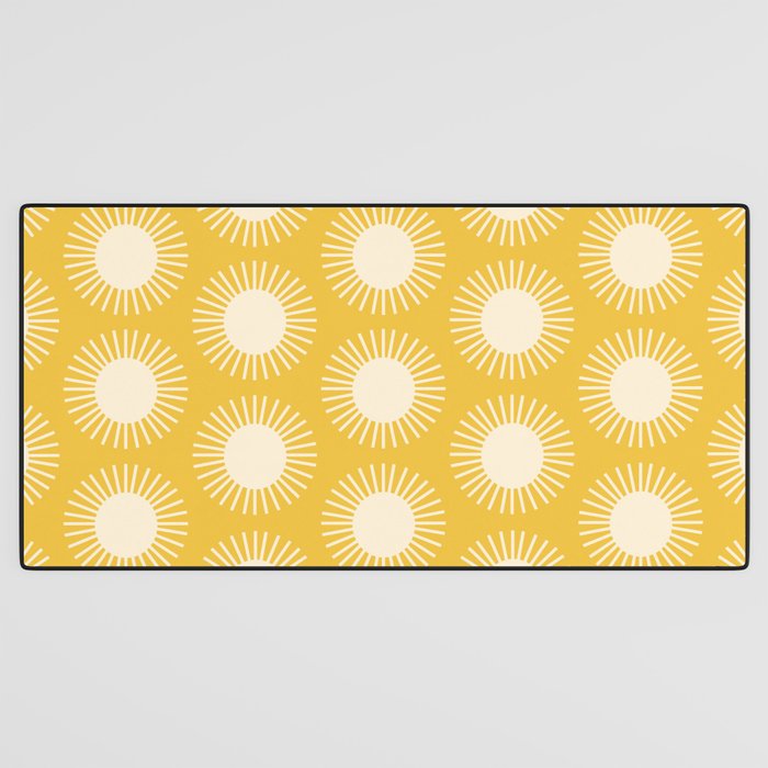 Boho Summer Sun Pattern IV Bright Yellow Desk Mat Gallery Image 3
