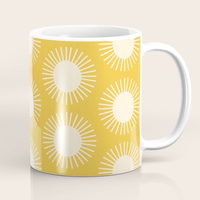 Boho Summer Sun Pattern IV Bright Yellow Coffee Mug Gallery Image 1