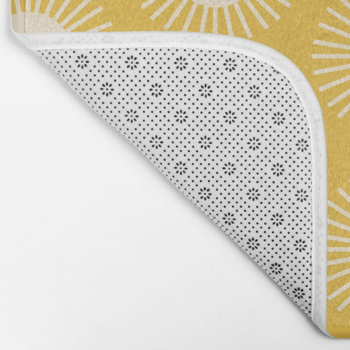 Boho Summer Sun Pattern IV Bright Yellow Bath Mat Gallery Image 2
