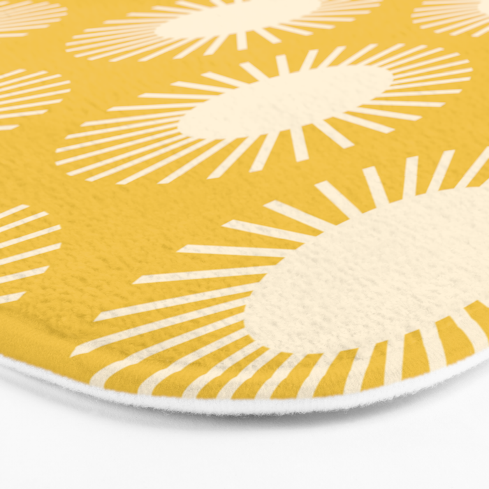 Boho Summer Sun Pattern IV Bright Yellow Bath Mat Gallery Image 3
