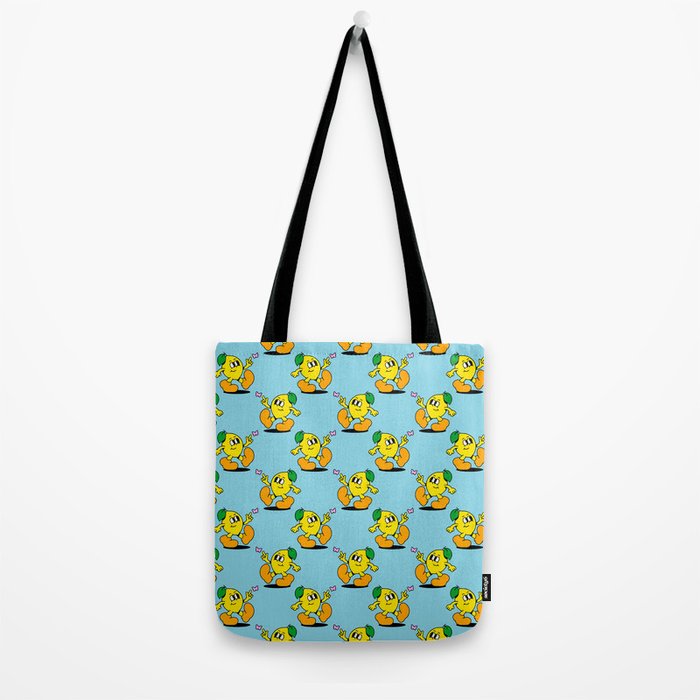 Funny retro lemon cartoon character pattern Tote Bag Gallery Image 2