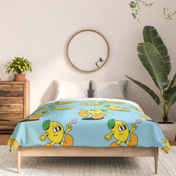 Funny retro lemon cartoon character pattern Comforter Gallery Image 3