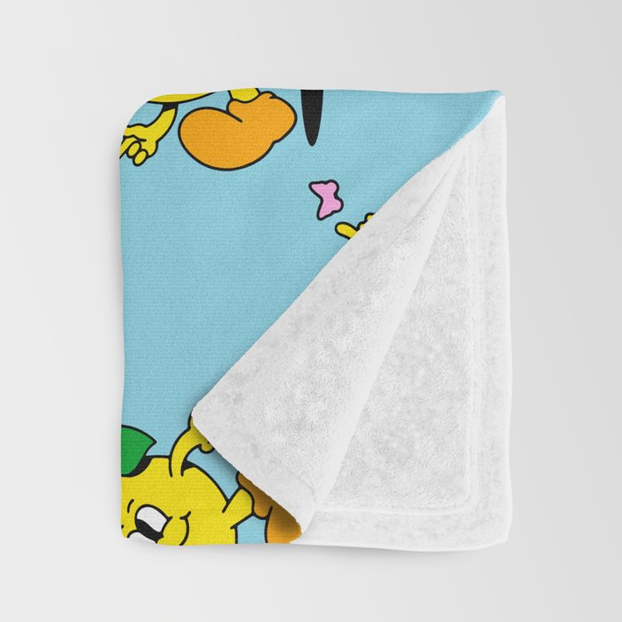 Funny retro lemon cartoon character pattern Throw Blanket Gallery Image 3