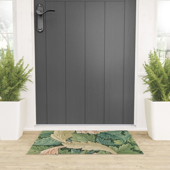 William Morris Acanthus Forest Green Welcome Mat Gallery Image 3
