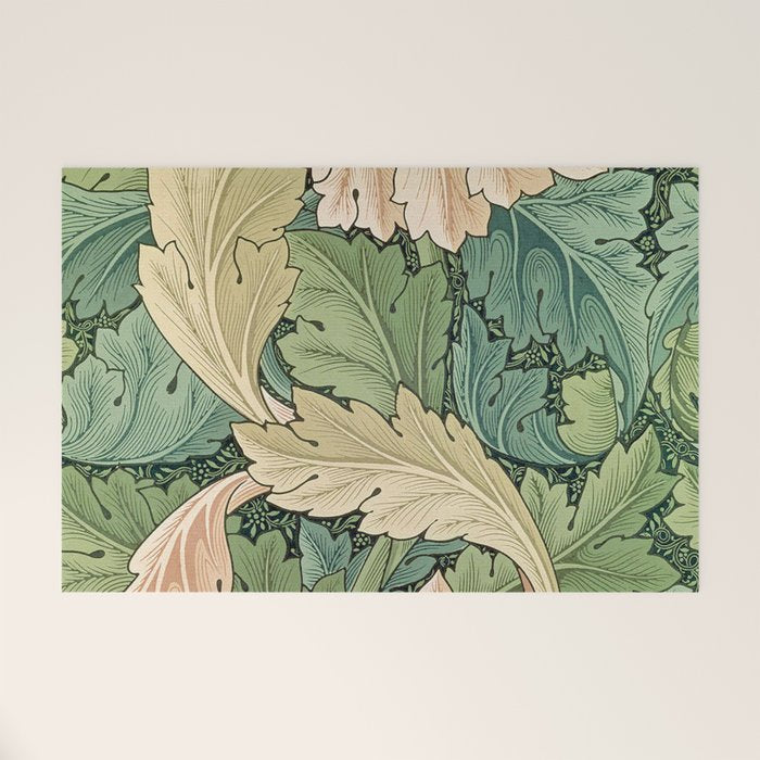 William Morris Acanthus Forest Green Welcome Mat Gallery Image 1