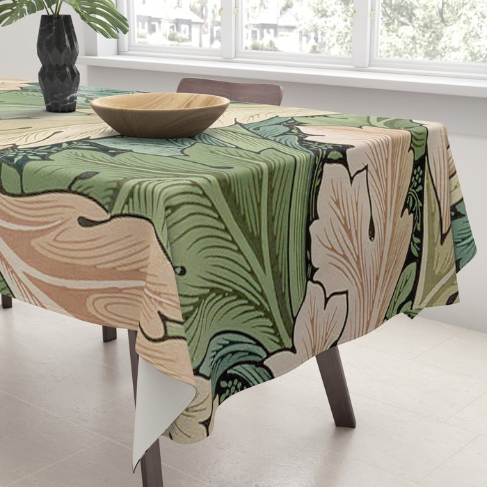 William Morris Acanthus Forest Green Tablecloth Gallery Image 3
