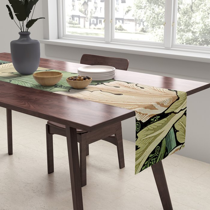 William Morris Acanthus Forest Green Table Runner Gallery Image 2
