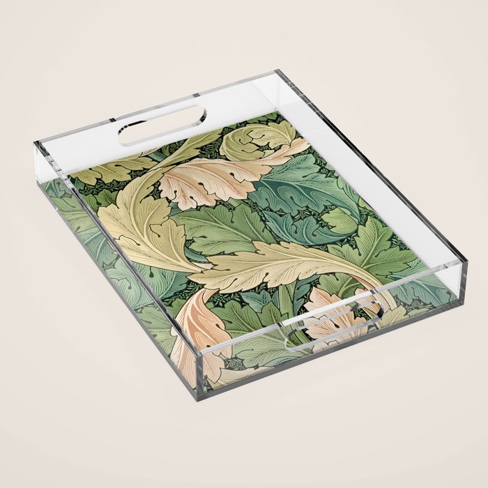 William Morris Acanthus Forest Green Acrylic Tray Gallery Image 1