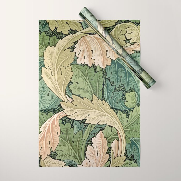 William Morris Acanthus Forest Green Wrapping Paper Gallery Image 1