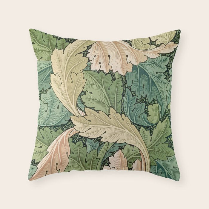 William Morris Acanthus Forest Green Throw Pillow Gallery Image 6