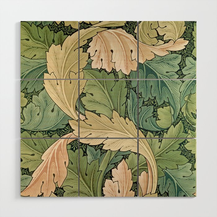 William Morris Acanthus Forest Green Wood Wall Art Gallery Image 1