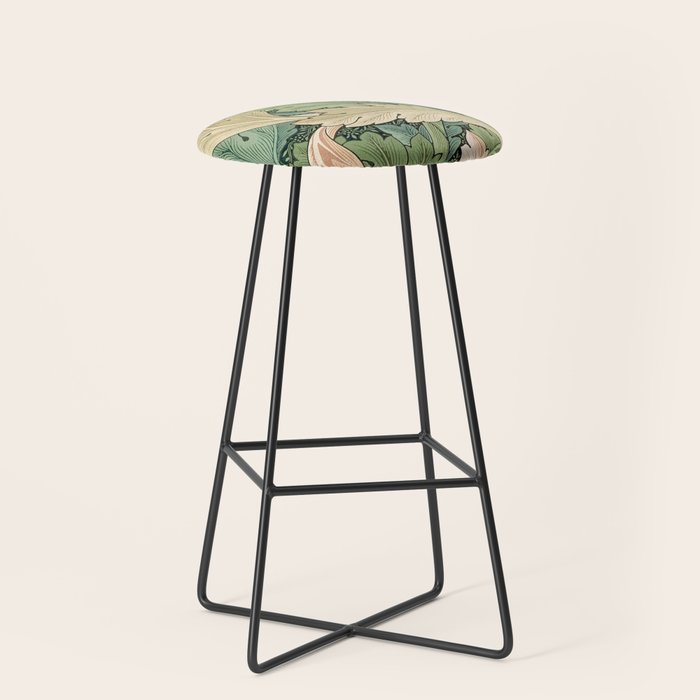 William Morris Acanthus Forest Green Stool Gallery Image 1