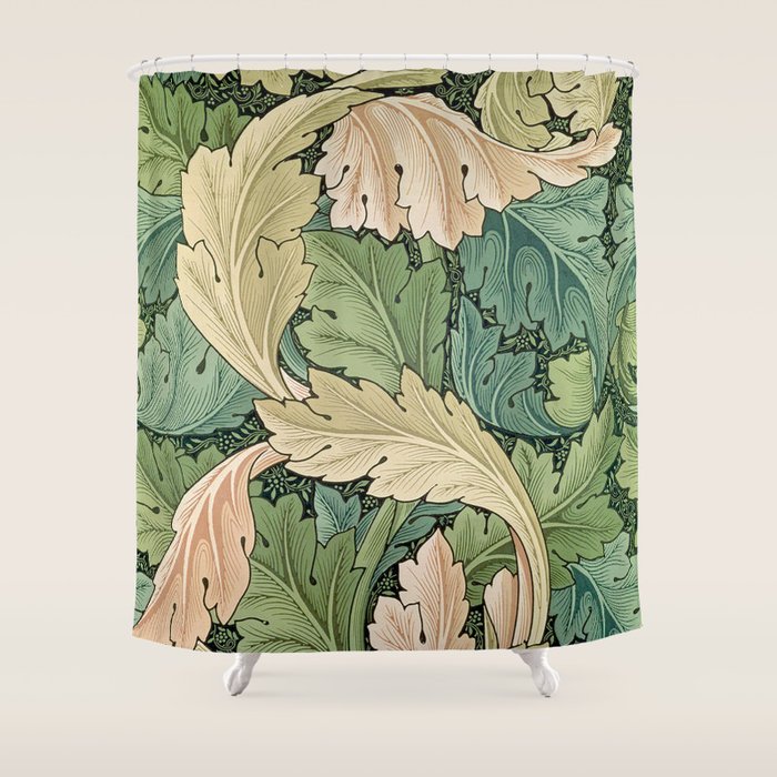 William Morris Acanthus Forest Green Shower Curtain Gallery Image 1