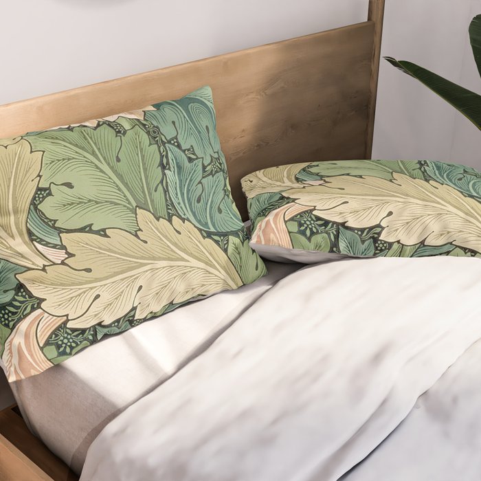 William Morris Acanthus Forest Green Pillow Sham Gallery Image 2