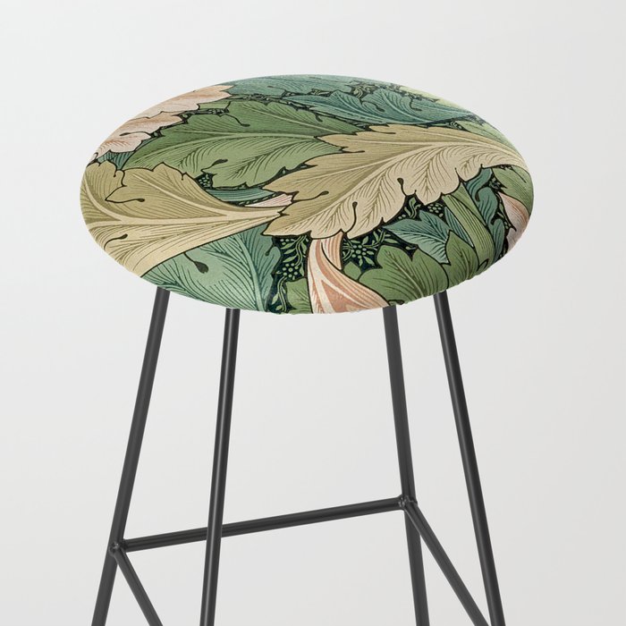 William Morris Acanthus Forest Green Stool Gallery Image 2