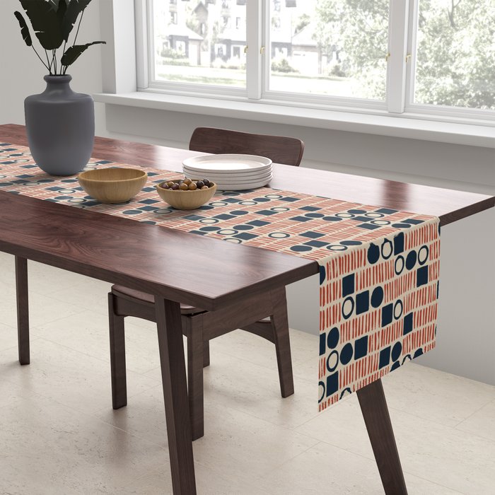 Red & Blue Hand-drawn Pattern #1 Table Runner Gallery Image 2