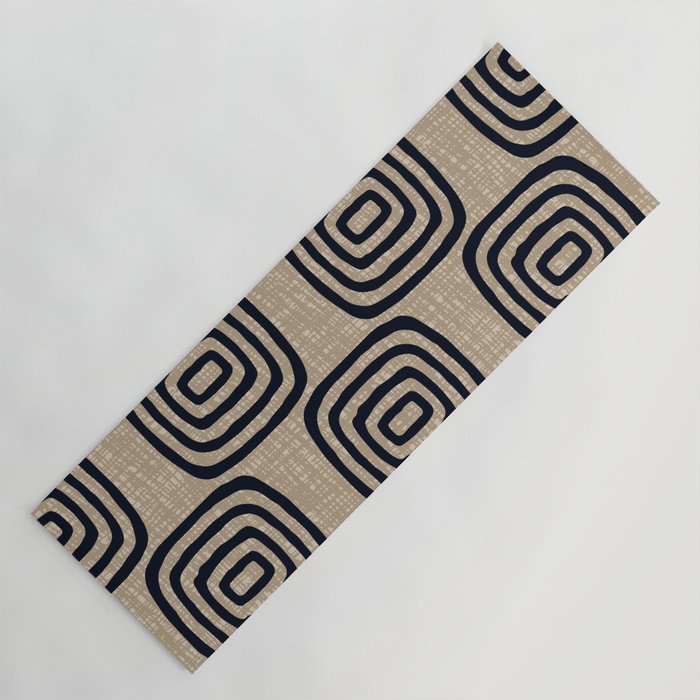Mud Cloth Concentric Pattern 771 Black and Beige Yoga Mat Gallery Image 1
