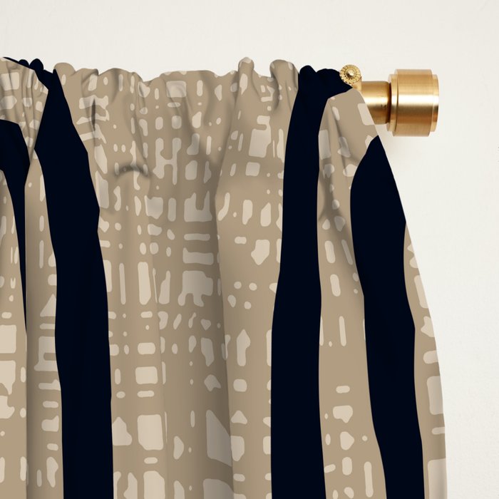 Mud Cloth Concentric Pattern 771 Black and Beige Window Curtain Gallery Image 2