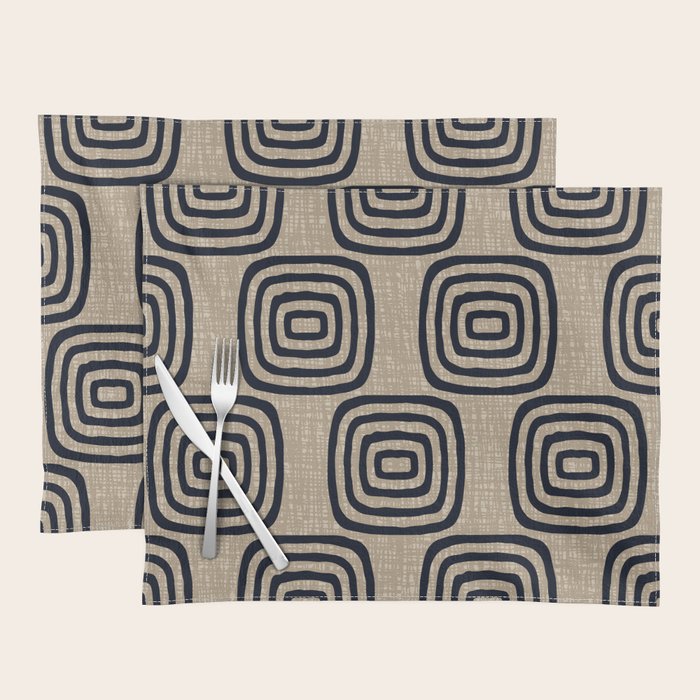 Mud Cloth Concentric Pattern 771 Black and Beige Placemat Gallery Image 1
