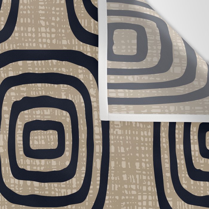 Mud Cloth Concentric Pattern 771 Black and Beige Wall Tapestry Gallery Image 3