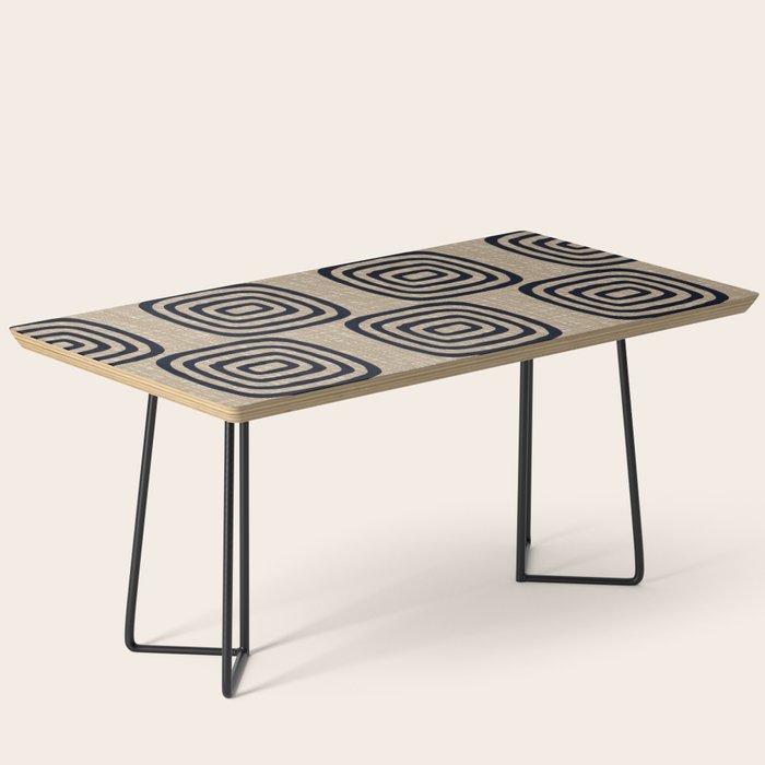 Mud Cloth Concentric Pattern 771 Black and Beige Coffee Table Gallery Image 1