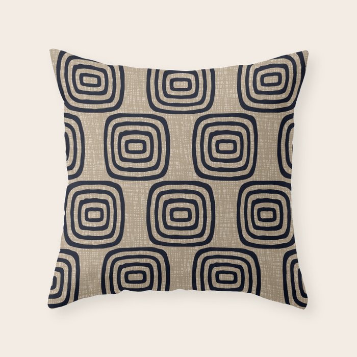 Mud Cloth Concentric Pattern 771 Black and Beige Throw Pillow Gallery Image 6