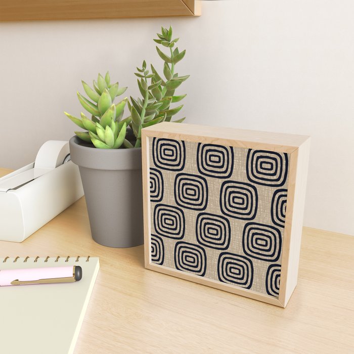 Mud Cloth Concentric Pattern 771 Black and Beige Mini Art Print Gallery Image 2