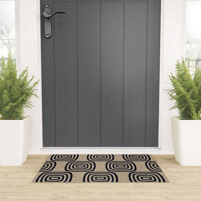 Mud Cloth Concentric Pattern 771 Black and Beige Welcome Mat Gallery Image 3