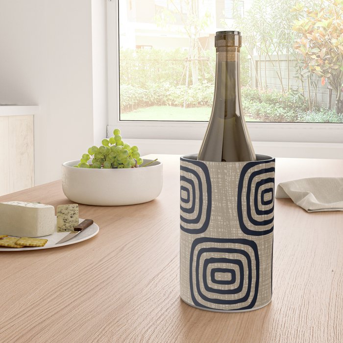 Mud Cloth Concentric Pattern 771 Black and Beige Wine Chiller Gallery Image 4