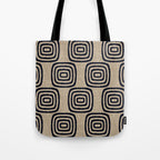 Mud Cloth Concentric Pattern 771 Black and Beige Tote Bag Gallery Image 1