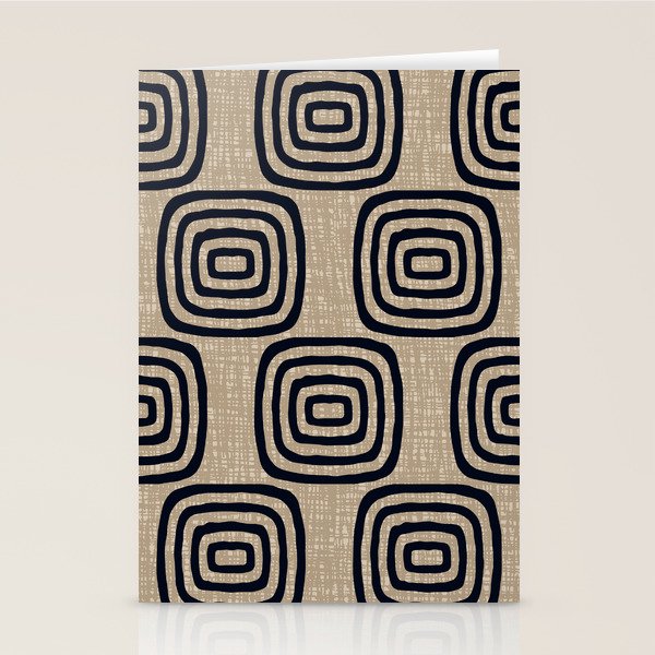 Mud Cloth Concentric Pattern 771 Black and Beige Stationery Card Gallery Image 2