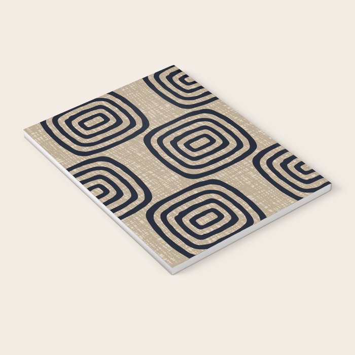 Mud Cloth Concentric Pattern 771 Black and Beige Notebook Gallery Image 3
