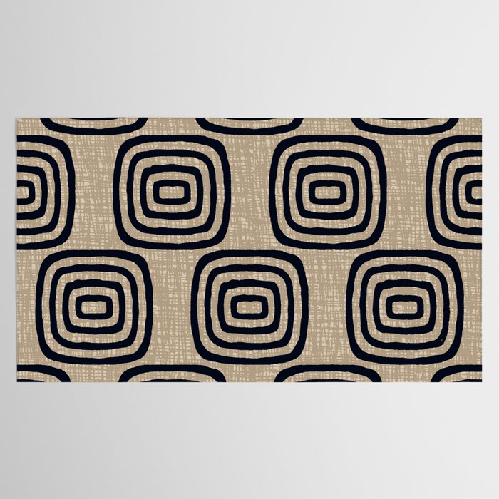Mud Cloth Concentric Pattern 771 Black and Beige Tablecloth Gallery Image 2