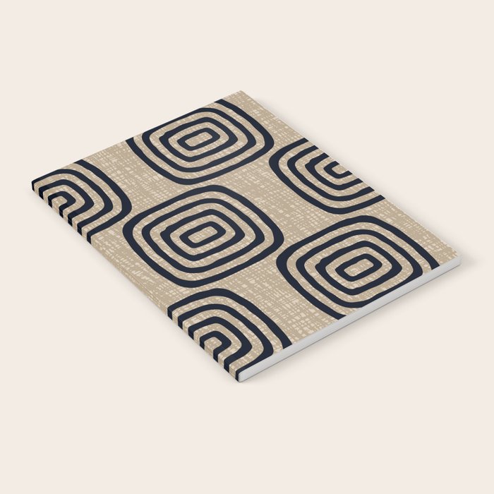 Mud Cloth Concentric Pattern 771 Black and Beige Notebook Gallery Image 2