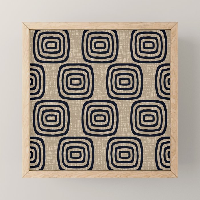 Mud Cloth Concentric Pattern 771 Black and Beige Mini Art Print Gallery Image 1