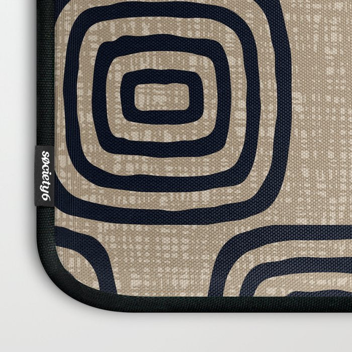 Mud Cloth Concentric Pattern 771 Black and Beige Laptop Sleeve Gallery Image 3
